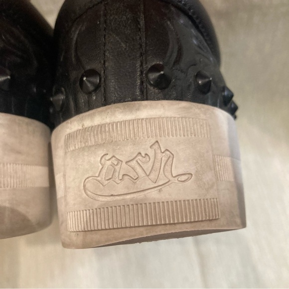 ASH Sz 37 Leather Studded Pointy Toe Slip On Rubber Sole Comfort Shoes Loafers - Picture 9 of 10